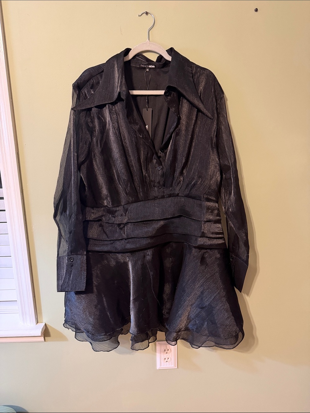 Fashion Nova Black Shimmery Layered Tunic Jacket